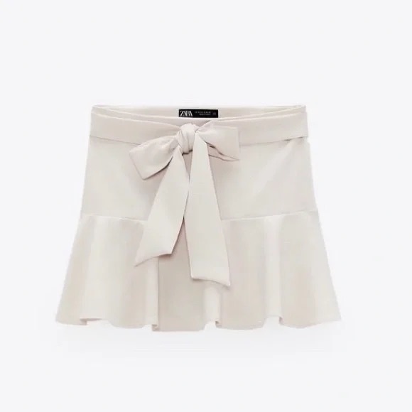 Cream Zara Mini Skort w/ Tie Detail - Picture 6 of 6